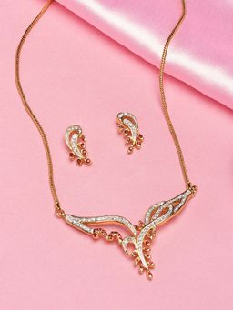 Estele - Gold Plated Glamorous Necklace Set with Crystals for Women